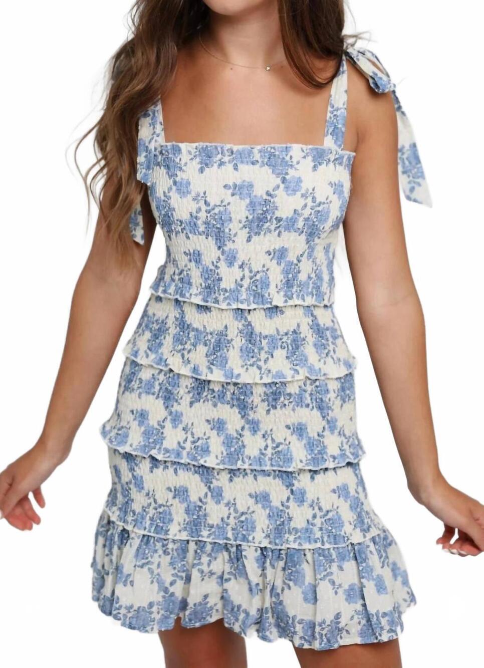 NEW SMALL SHOP reine dress in blue riverie